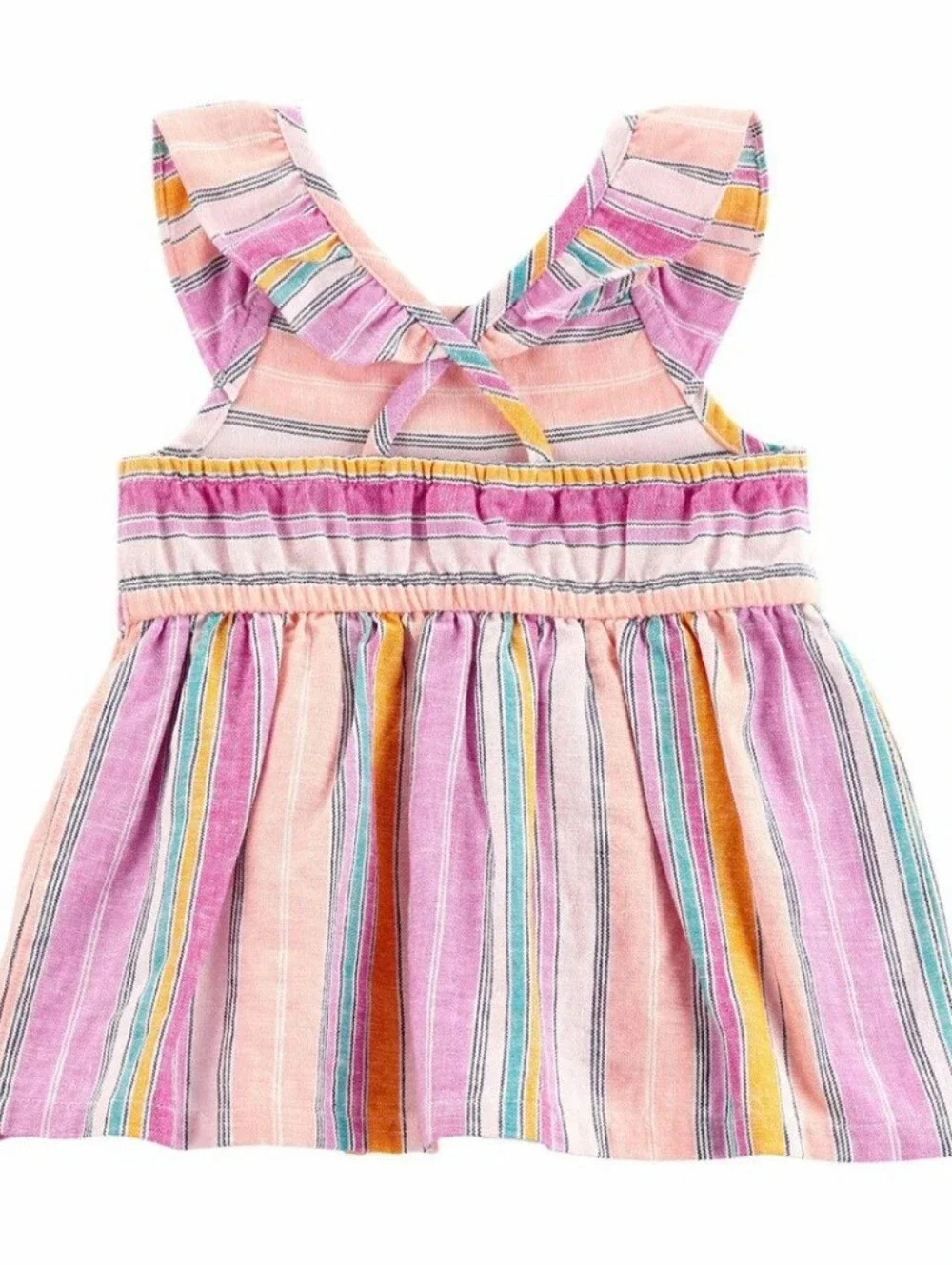 Carter's GIirls 2-Piece Striped Flutter Top & Knit Denim Shorts 6/6X